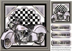 Silver Motorbike with Chequered Frame 8x8