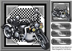 Black Motorbike with Chequered Frame 8x8