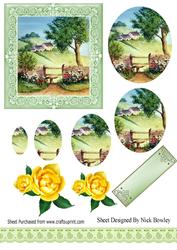 In the Meadow with Cottages and Flowers Oval Pyramids