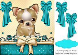 Cute Little Chichuaha with Big Turq Bows 8x8