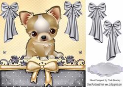 Cute Little Chichuaha with Big Silver Bows 8x8