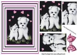 Cute Little Westies in the Grass in Striped Frame Pyramids