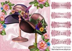 Pretty Vintage Hats with Flowers 8x8