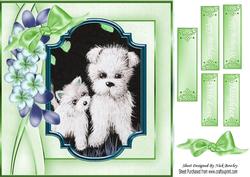 Cute Little Westies with Flowers 8x8
