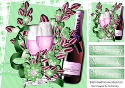 Pink Champagne with Glasses to the Happy Couple 8x8