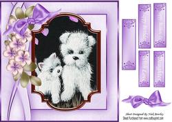 Cute Little Westies with Flowers in Lilac Frame 8x8
