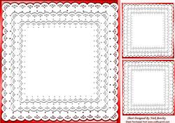Pretty Red with Frill Lace Edging Card Front & Toppers, C