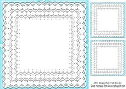 Pretty Turq with Frill Lace Edging Card Front & Toppers