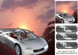 Silver Sports Car in the Sunset 8x8