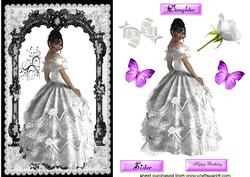 Elegant Lady in White Gown