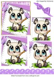 Cute Panda with Butterflies on Lace Pyramids