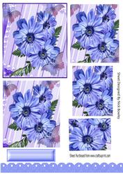 Pretty Cornflower Blue Flowers with Butterflies Pyramids