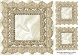 Antique Lace on Satin Card Front 8x8 and Topper