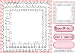 Pink Gingham and White Lace Card Front & Topper