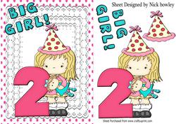 Big Girl! Two Today Little Girl with Her Dolly