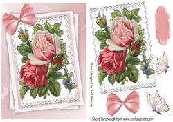 Vintage Roses on Lace with Bow