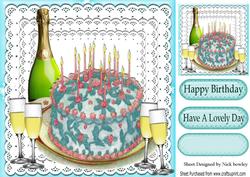 Birthday Cake and Wine on Lace 8x8