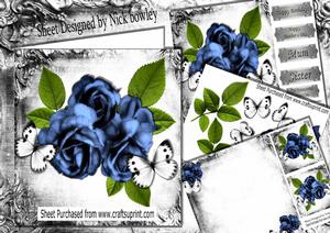 Beautiful Blue Roses with White Butterflies 8x8 Mini Kit
