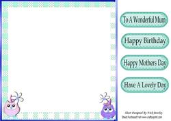 Owl Family in Purple 8x8 Insert with Tags