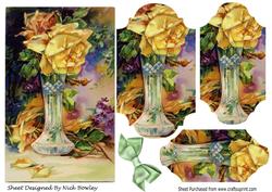 Pretty Vintage Yellow Rose Bracket Pyramids