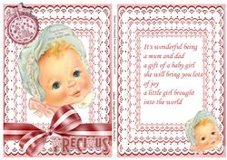 Cute Baby Girl on Lace with Matching A5 Insert