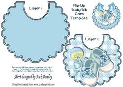 Baby Boys Bib with Blue Bootees and Rattle