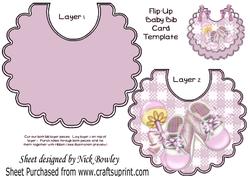 Baby Girls Bib with Pink Bootees and Rattle
