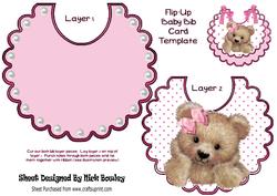Pink Polka Dot Bib with Cute Fuzzy Bear in Pink Bow