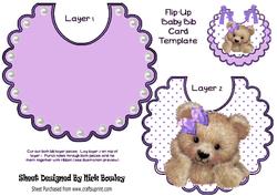 Purple Polka Dot Bib with Cute Fuzzy Bear in Pink Bow