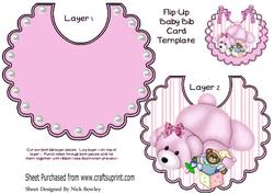 Pink Bear with Jack in a Box on Striped Bib