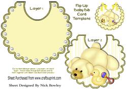 Yellow Bear with Yellow Duck and Rattle on Striped Bib