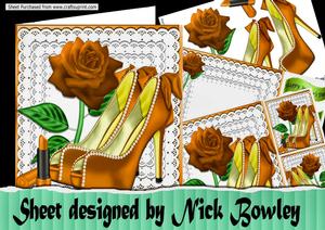 Bows & Pearls Lovely Orange Shoes with Orange Rose 8x8 Kit