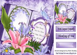 Lilac/pink Lilies and Butterfies on a Book 8x8