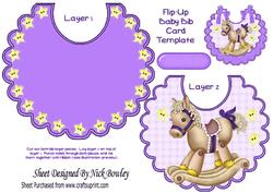 Lovely Rocking Horse with Stars on a Purple Bib