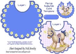 Lovely Rocking Horse with Stars on a Blue Bib