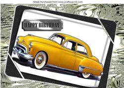 1949 Yellow Oldsmobile Vintage Car in Frame A4