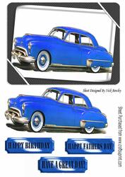 1949 Blue Oldsmobile Vintage Car in Frame