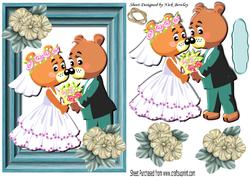 Cute Bears Wedding with Flowers