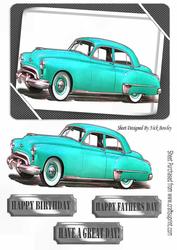 1949 Turq Oldsmobile Vintage Car in Frame