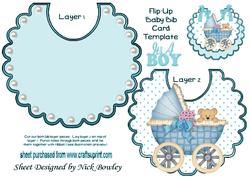 Peek a Boo Teddy with Baby Boys Pram Blue Polkadot Bib