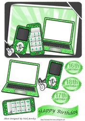 Boys Green Gadgets & Things, Mobile, Laptop, Mp3 Player