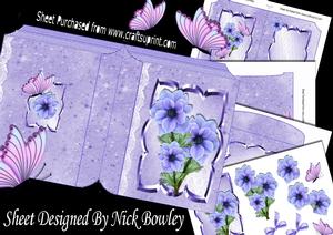 Pretty Lilac Flower with Butterflies on Plaque Book Kit