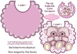 Gorgeous Little Pink Bears (twins) on Star Bib