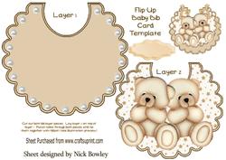 Gorgeous Little Beige Bears (twins) on Star Bib
