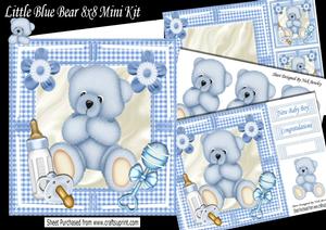 Gorgeous Little Blue Bear with Gingham & Button 8x8 Mini Kit