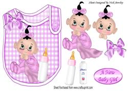 Cute Baby Girl with Her Blanket and Bottle Bib