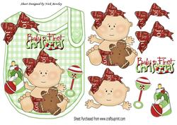 Baby Girls 1st Christmas with Her Bottle on a Bib