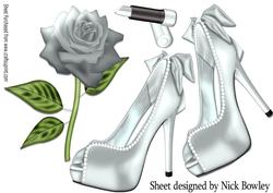 Pretty Silver and Pearl Shoes with Rose A4