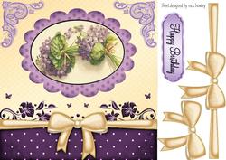 Lilac Flowers in Scalloped Frame with Bow 8x8