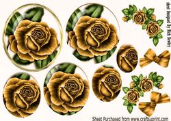 Pretty Gold Rose with Roses and Bows Pyramids